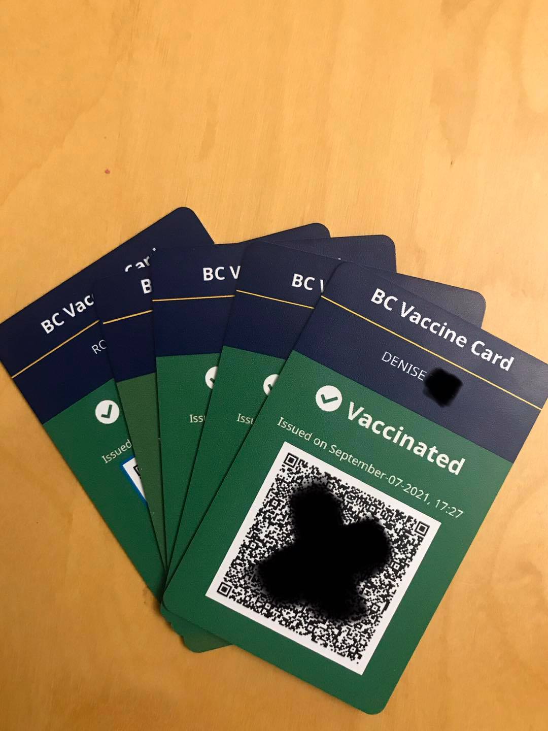 Printed BC Vaccine Card