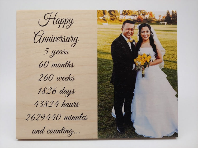 5th Anniversary gift, 5 Year Anniverysary, Wood Anniversary Photo, Fifth Anniversary, 5 Year Personalized, Wedding Anniversary Gift