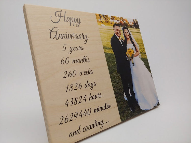 5th Anniversary gift, 5 Year Anniverysary, Wood Anniversary Photo, Fifth Anniversary, 5 Year Personalized, Wedding Anniversary Gift